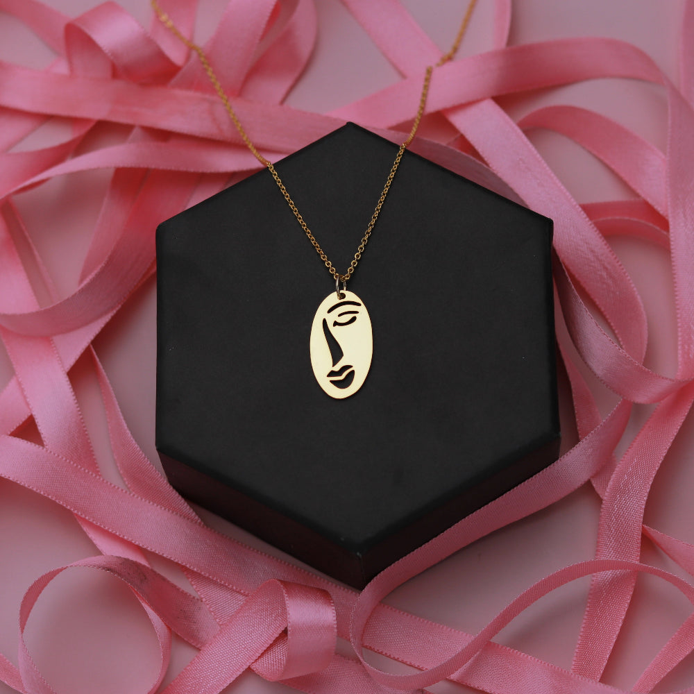 Abstract Portrait Pendant Necklace
