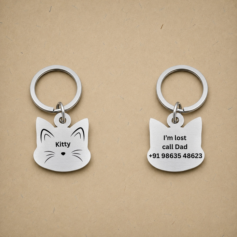 Personalized Cat Head Collar Tag