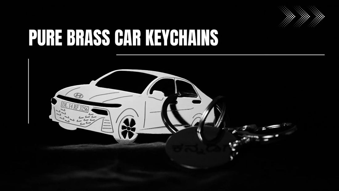 Elegant pure brass personalized car keychain, ideal gift for husband, durable and stylish accessory