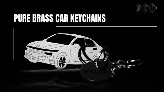 Elegant pure brass personalized car keychain, ideal gift for husband, durable and stylish accessory