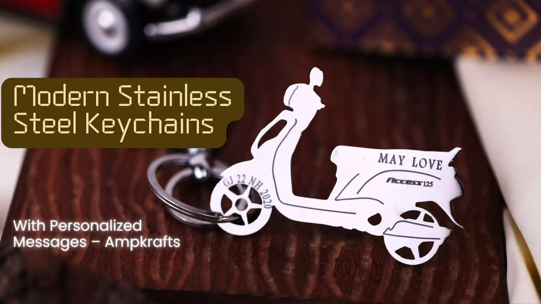 Modern Stainless Steel Keychains with Personalized Messages – Ampkrafts