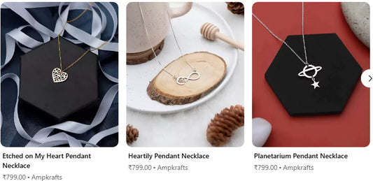 Romantic gold pendant necklaces from Ampkrafts – Valentine’s Week jewellery gifts to express love and add glamour