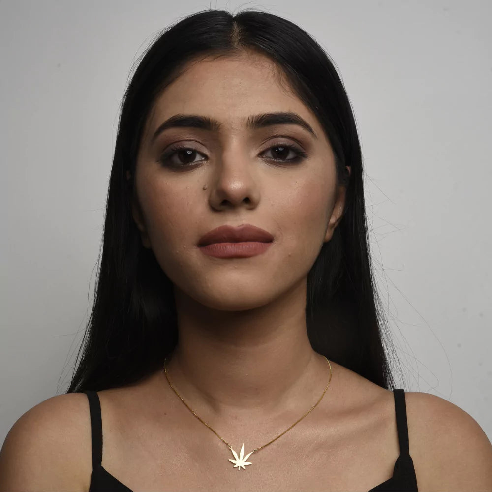 Flowstone Hemp Leaf Pendant Necklace - Natural  Boho Jewelry for Women