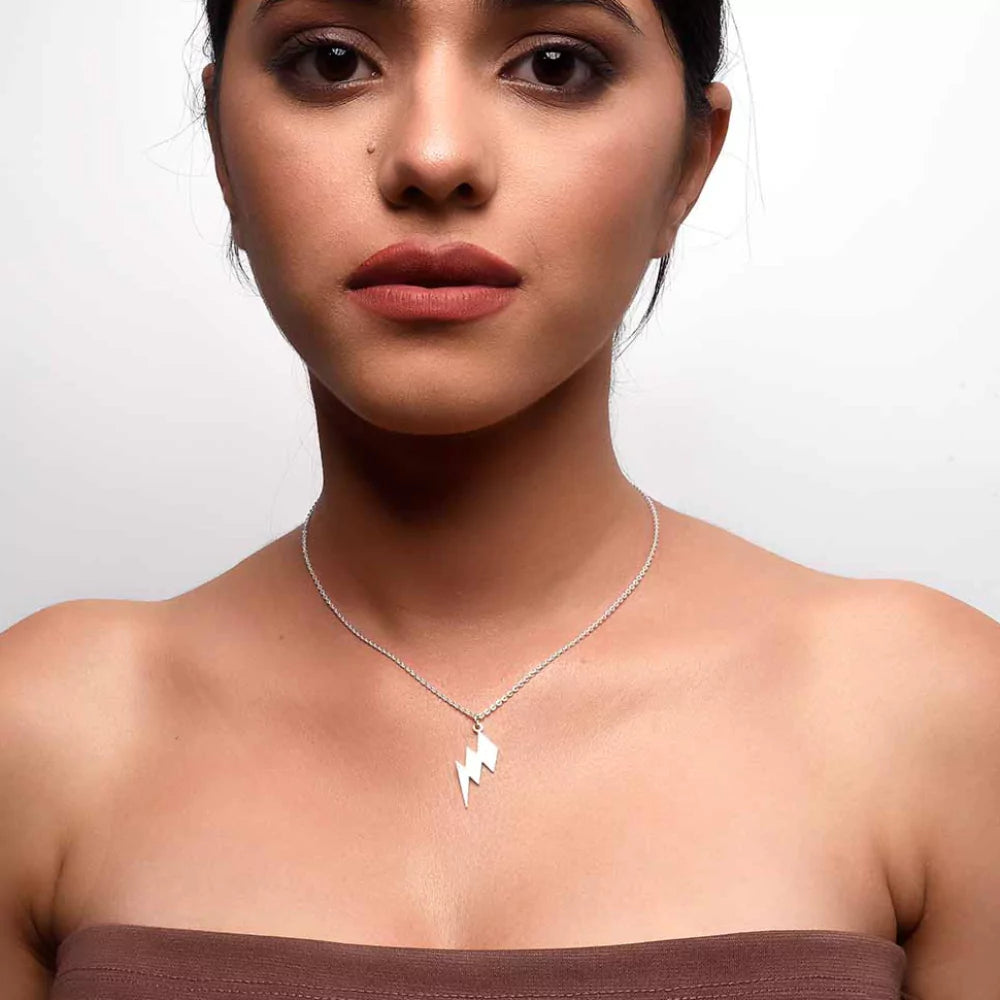 Lightning Bolt Inspired Pendant Necklace - Trendy and Powerful Jewelry for Women