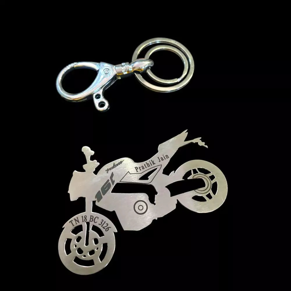 Bajaj Pulsar NS160 personalized keychain with custom engraving