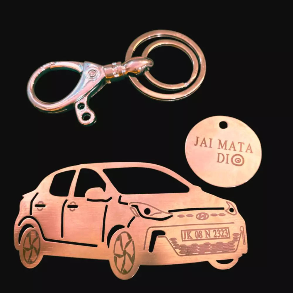 Thoughtful gift to show care, engraved Hyundai Aura keychain keepsake