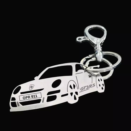 Custom Engraved Porsche GT3 RS Keychain – Personalized Luxury Car Keyring