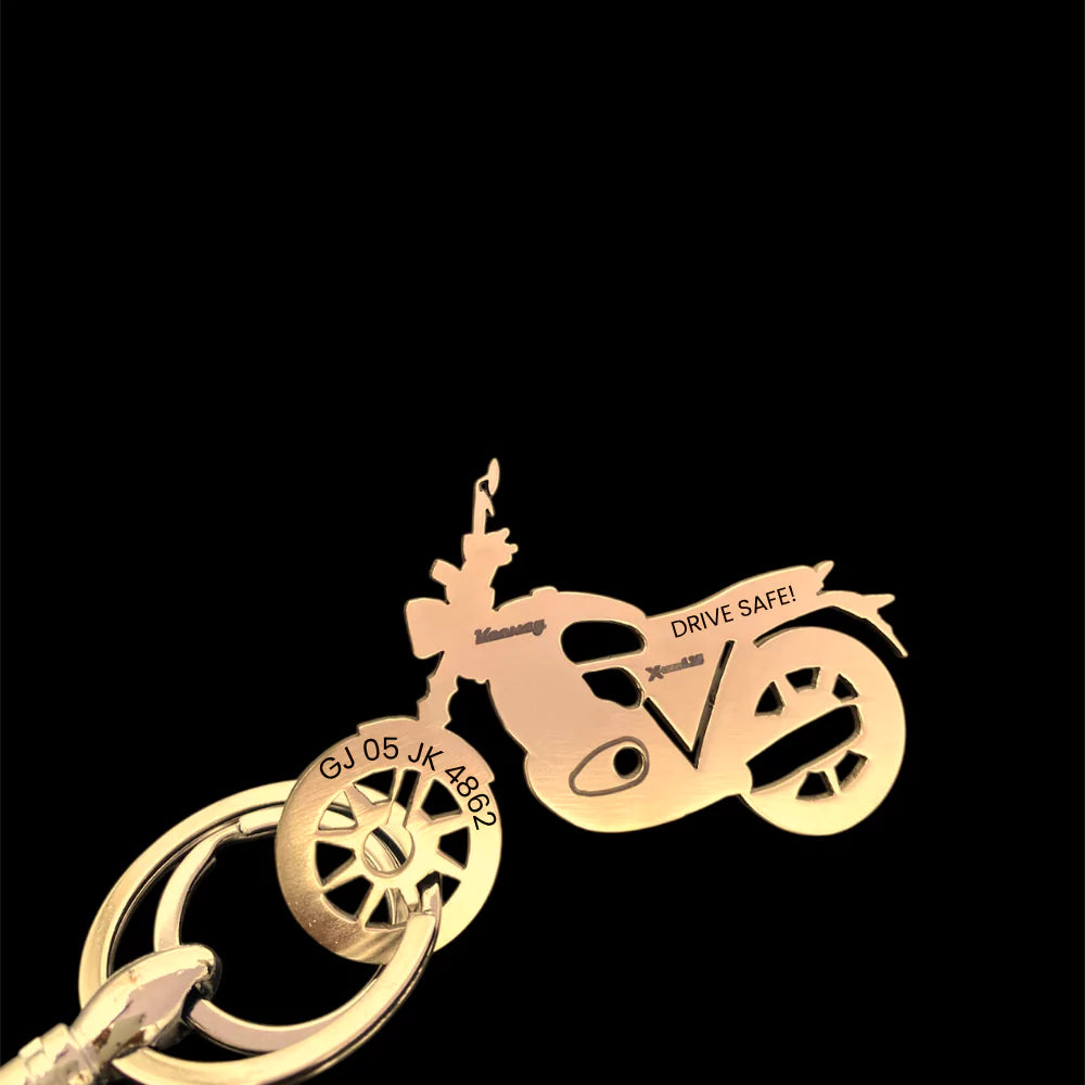 Personalized Keeway X-Light 125 keychain in silver finish – biker gift idea