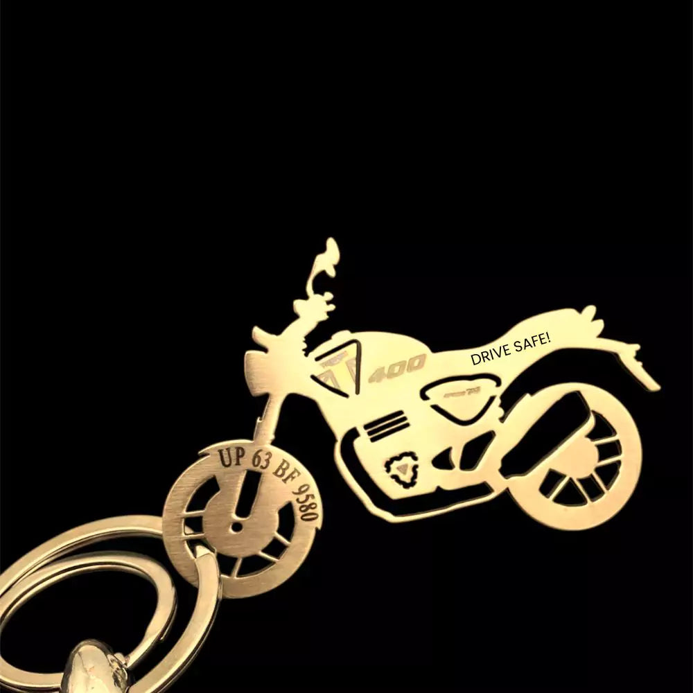 Triumph Scrambler T4 keychain personalised bike keyring