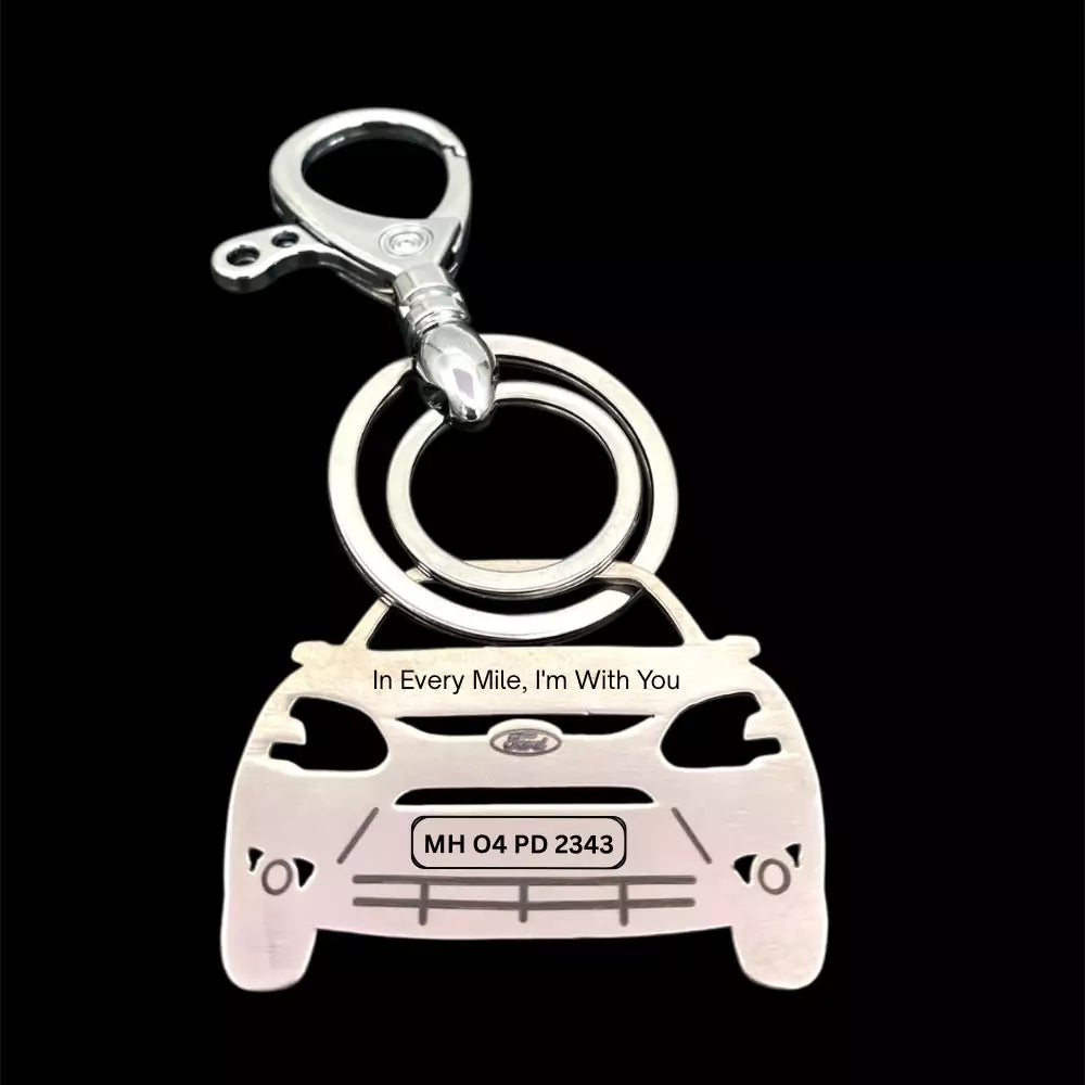 Ford Ikon keychain classic car silhouette stainless steel