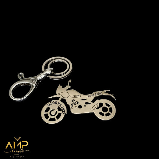 Royal Enfield Himalayan 400 personalised keychain in silver finish