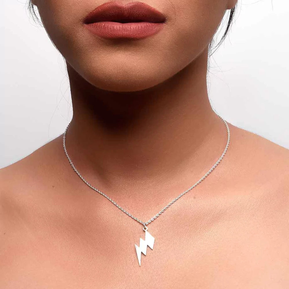 Lightning Bolt Inspired Pendant Necklace - Trendy and Powerful Jewelry for Women
