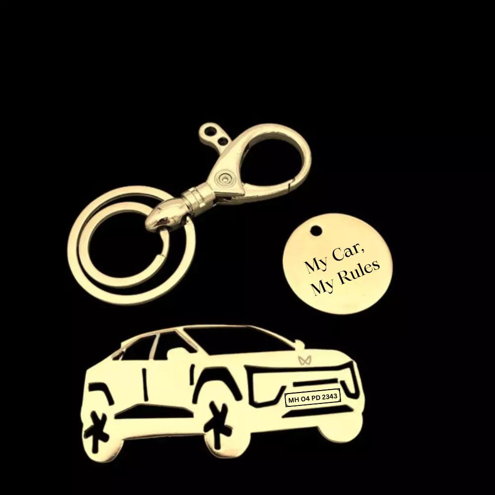 Durable & Stylish Personalized Mahindra BE6 Side View Keychain – Perfect for EV Enthusiasts