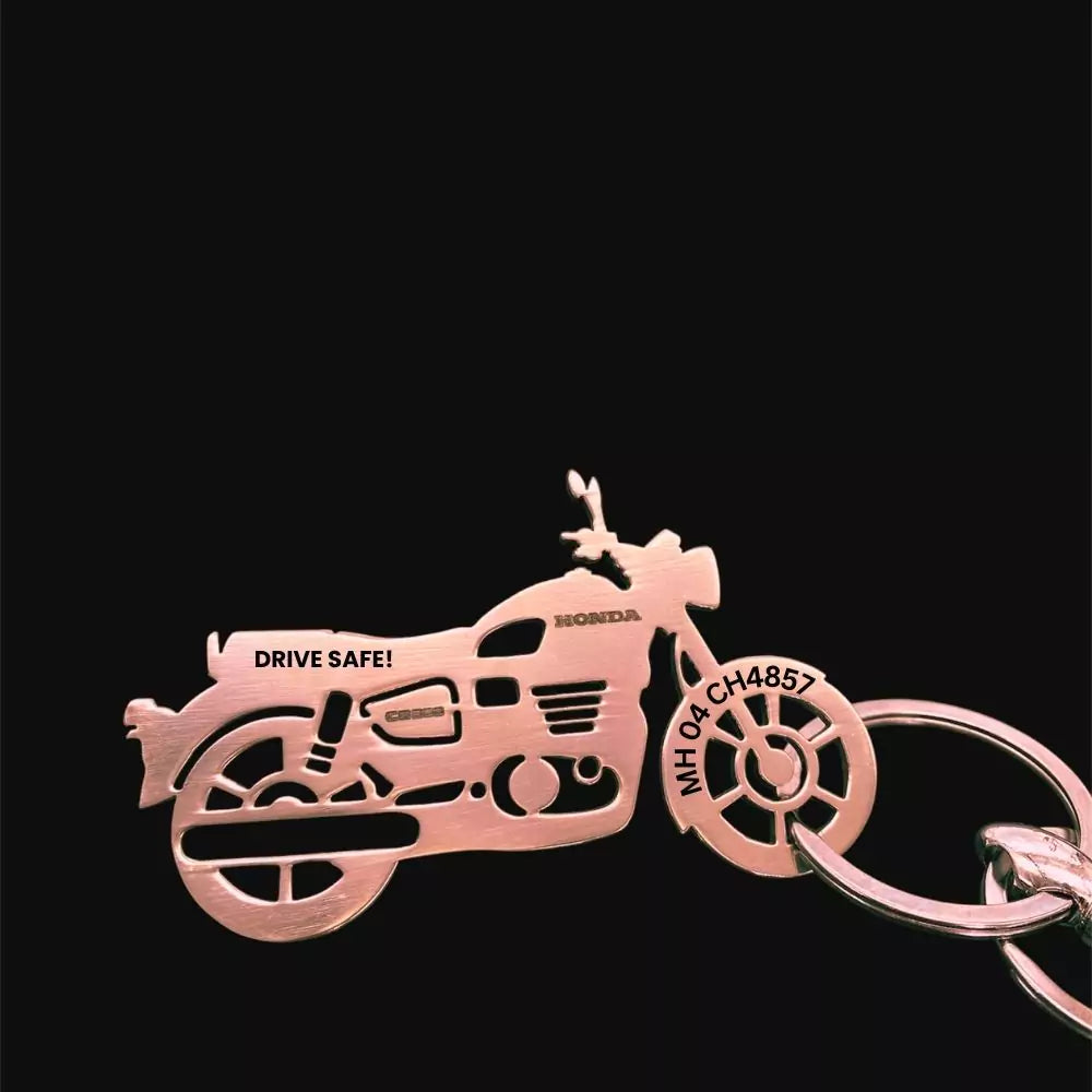 Honda CB350 keychain personalized with bike number