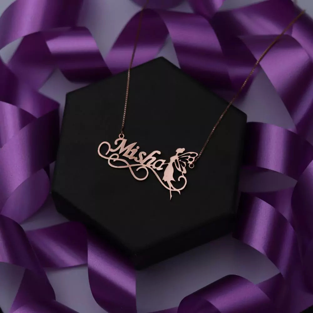 Angel Wings Name Necklace