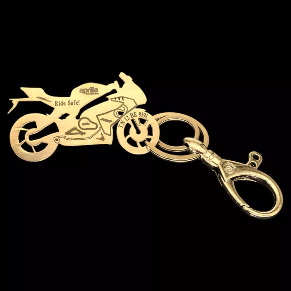 Custom engraved Aprilia keyring for bike riders