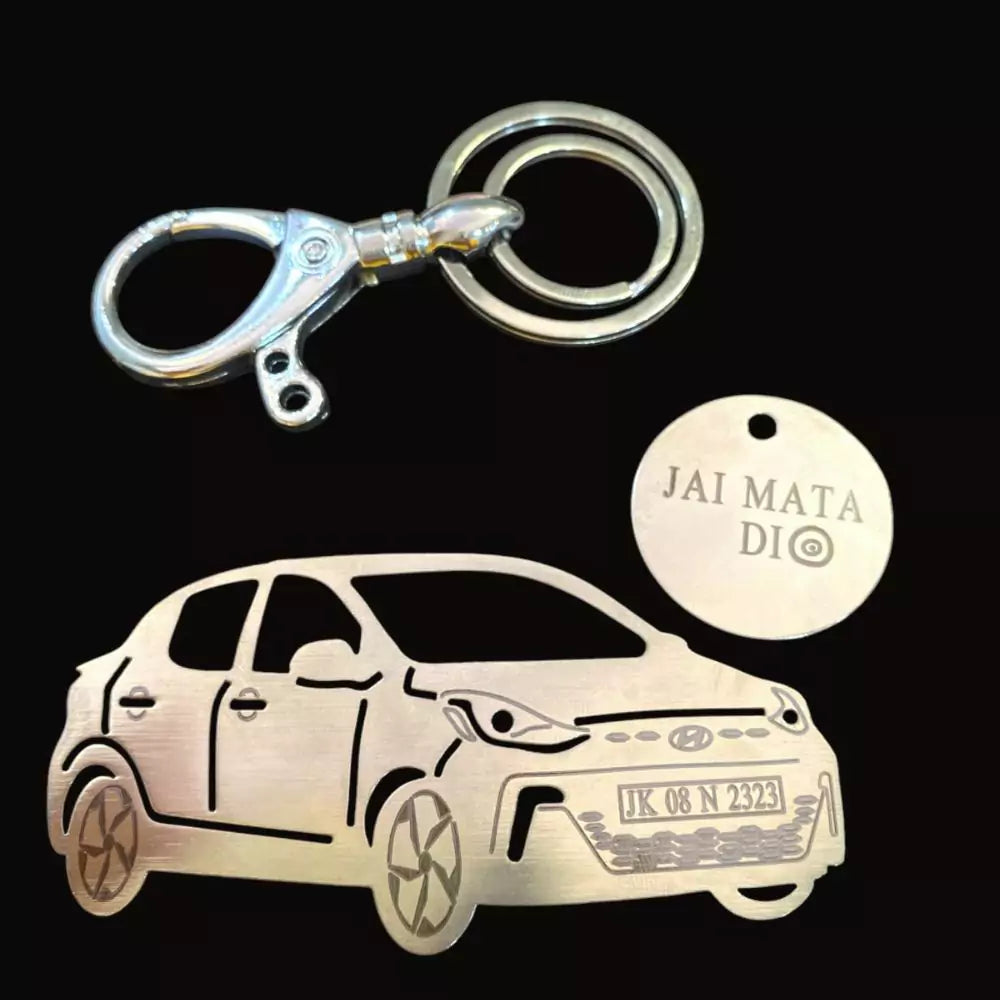 Birthday gift for Hyundai Aura owner, customized metal keychain