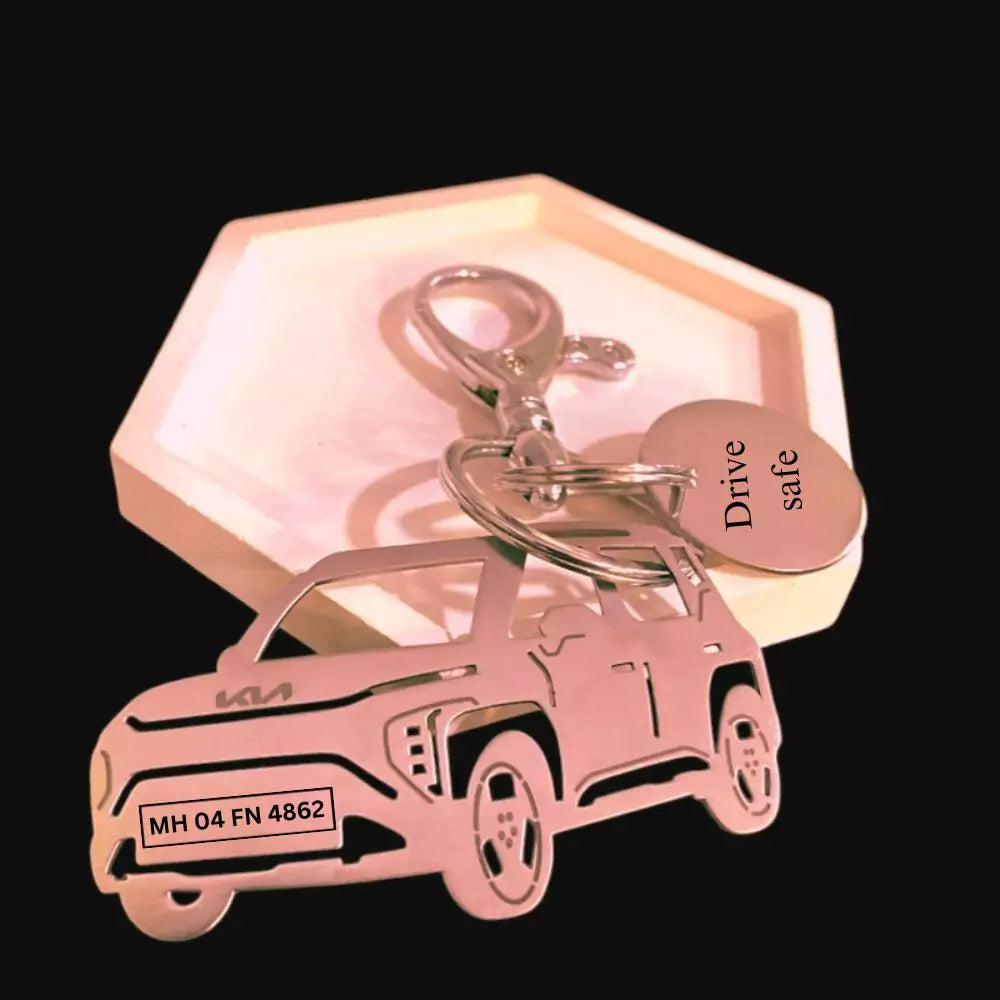 Engraved Kia Syros keychain, durable stainless steel, stylish accessory for Kia enthusiasts