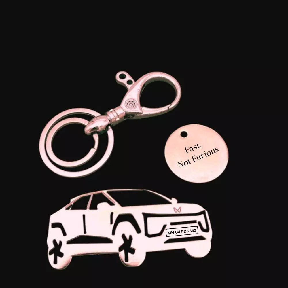Premium Mahindra BE6 Side Profile Keychain with Custom Name Engraving