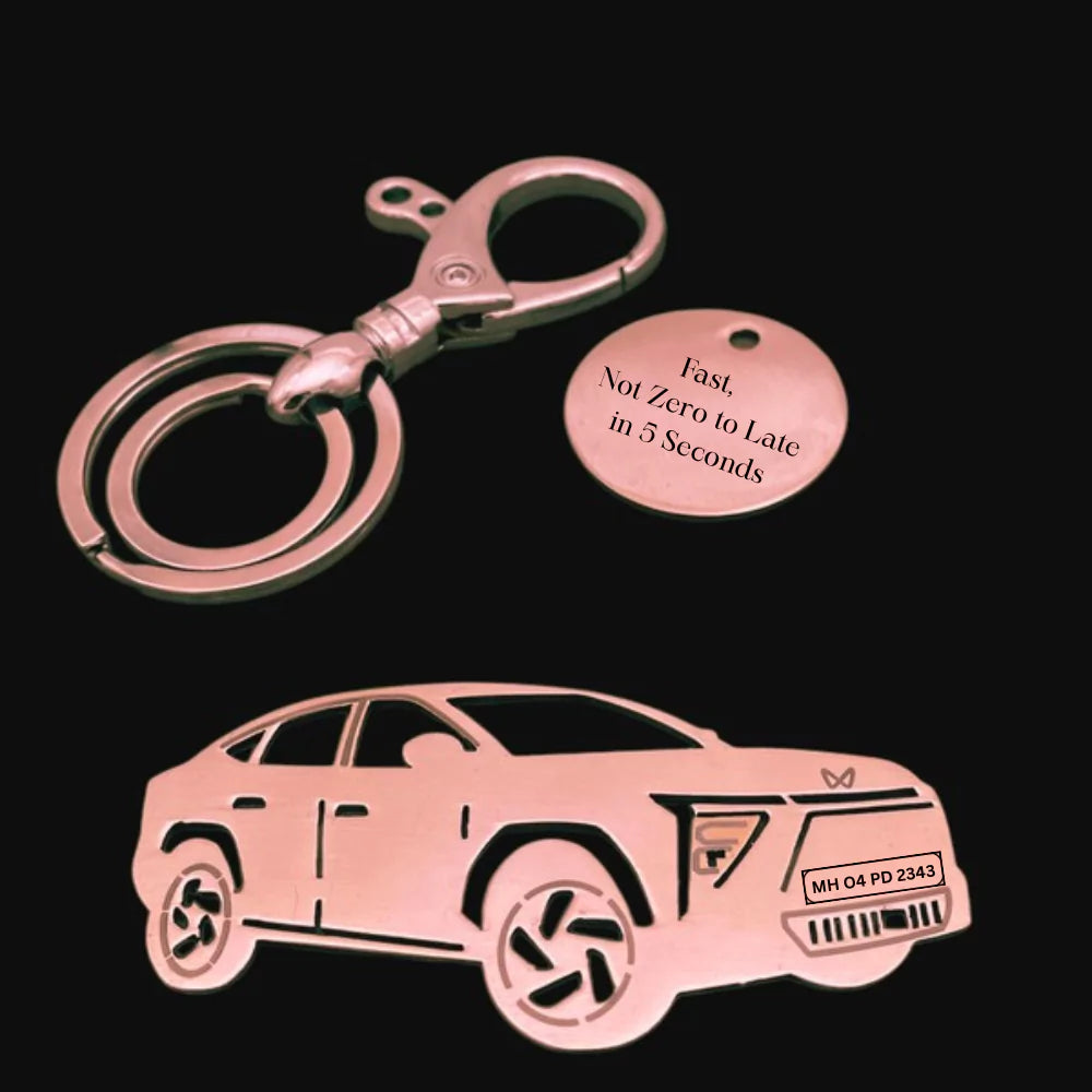 Premium Mahindra XUV 9EV Keychain with Name or Vehicle Number Engraving