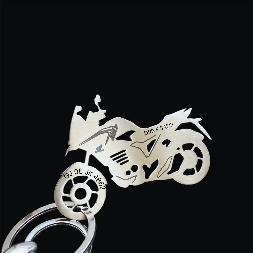 personalised CB200X bike keyring stainless steel number plate style