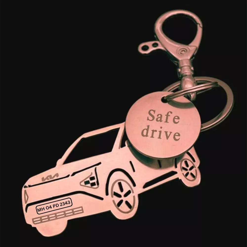 Rose gold KIA Carens Clavis keychain for car lovers