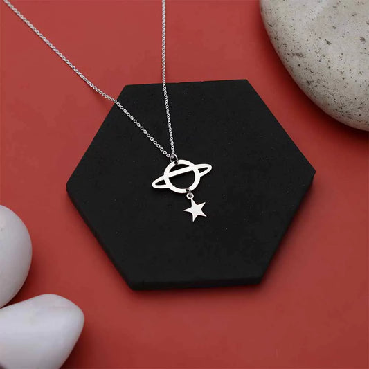 Planet With Star Pendant Necklace - Celestial-Inspired Jewelry for Women