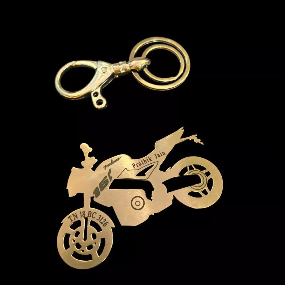 Custom name Pulsar keyring for bike riders