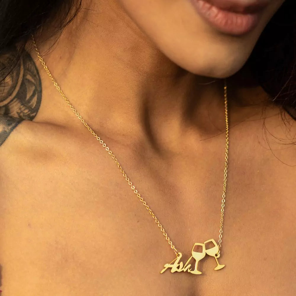 Raise a Toast Name Pendant