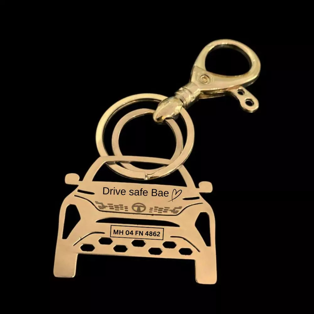 Engraved Tata Curvv SUV keychain, stylish stainless steel car accessory