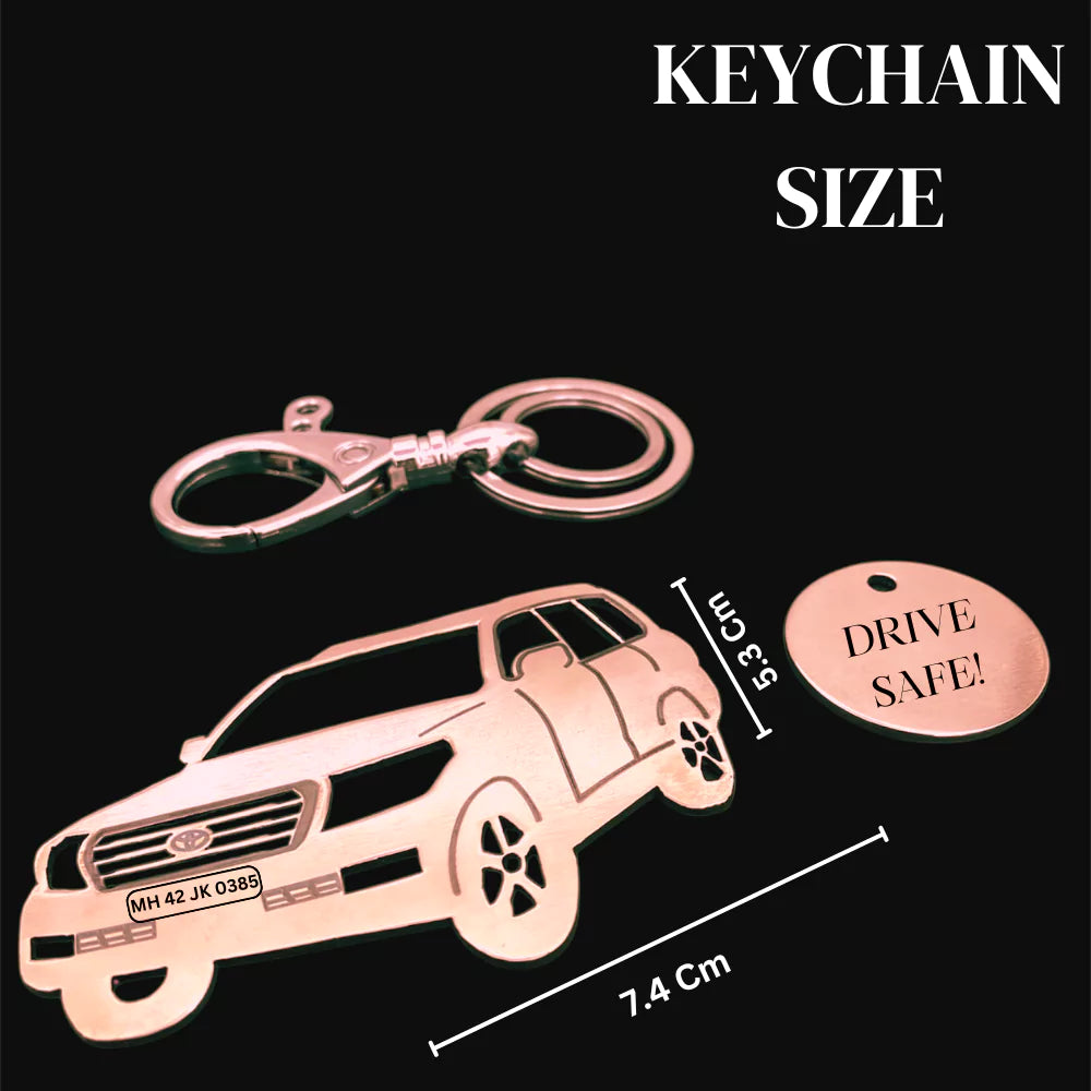 Toyota Land Cruiser 2012 personalized keychain in silver, gold, and rose gold