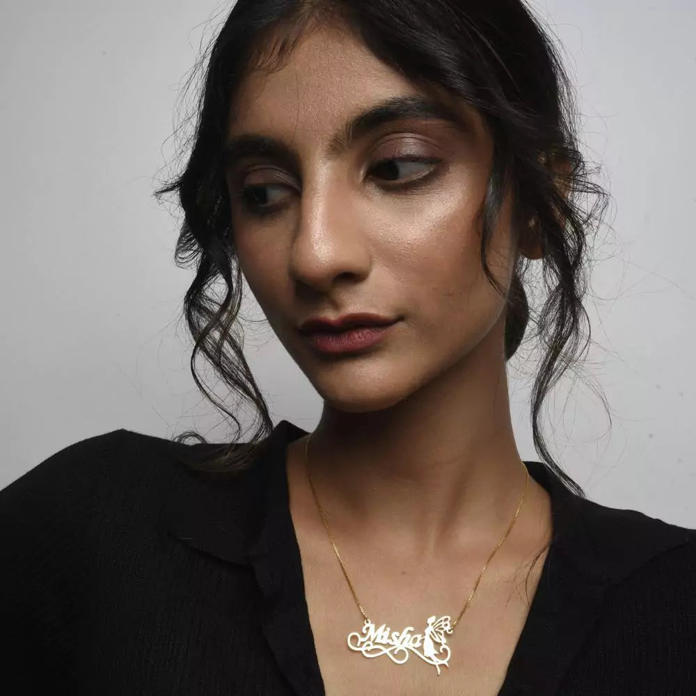Angel Wings Name Necklace