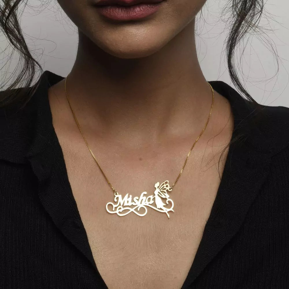 Angel Wings Name Necklace