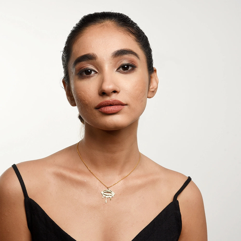 Sinful Lips Necklace with bold lips-shaped pendant on a stylish chain