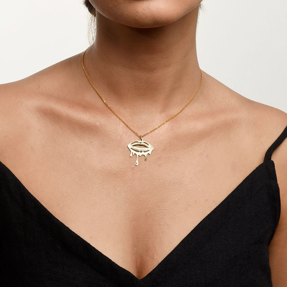 Sinful Lips Necklace with bold lips-shaped pendant on a stylish chain
