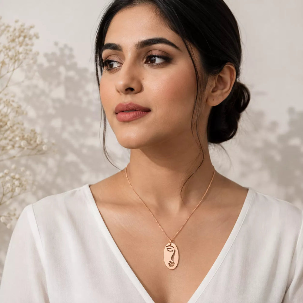 Abstract Portrait Pendant Necklace