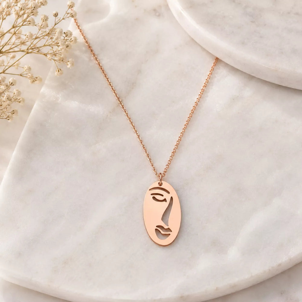 Abstract Portrait Pendant Necklace