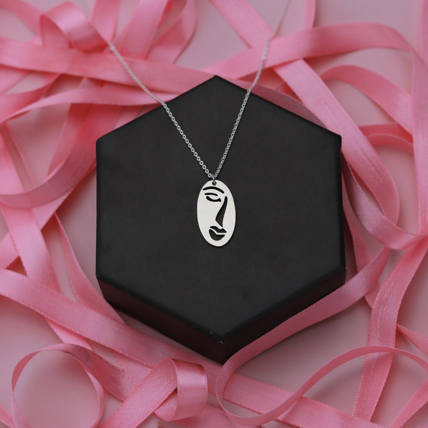 Abstract Portrait Pendant Necklace