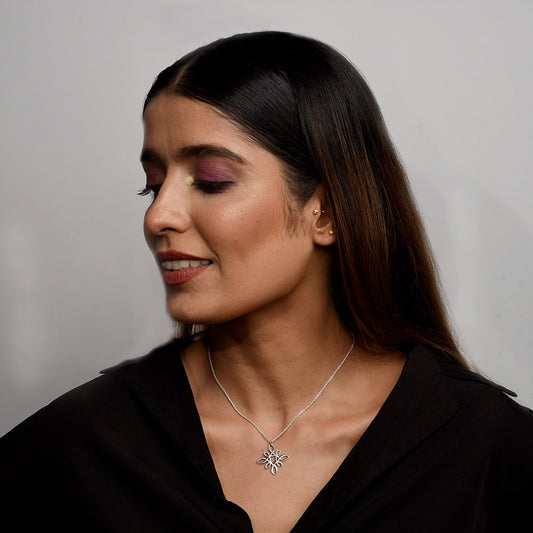 Square Celtic Knot Necklace with intricate Celtic knot design on a polished chain