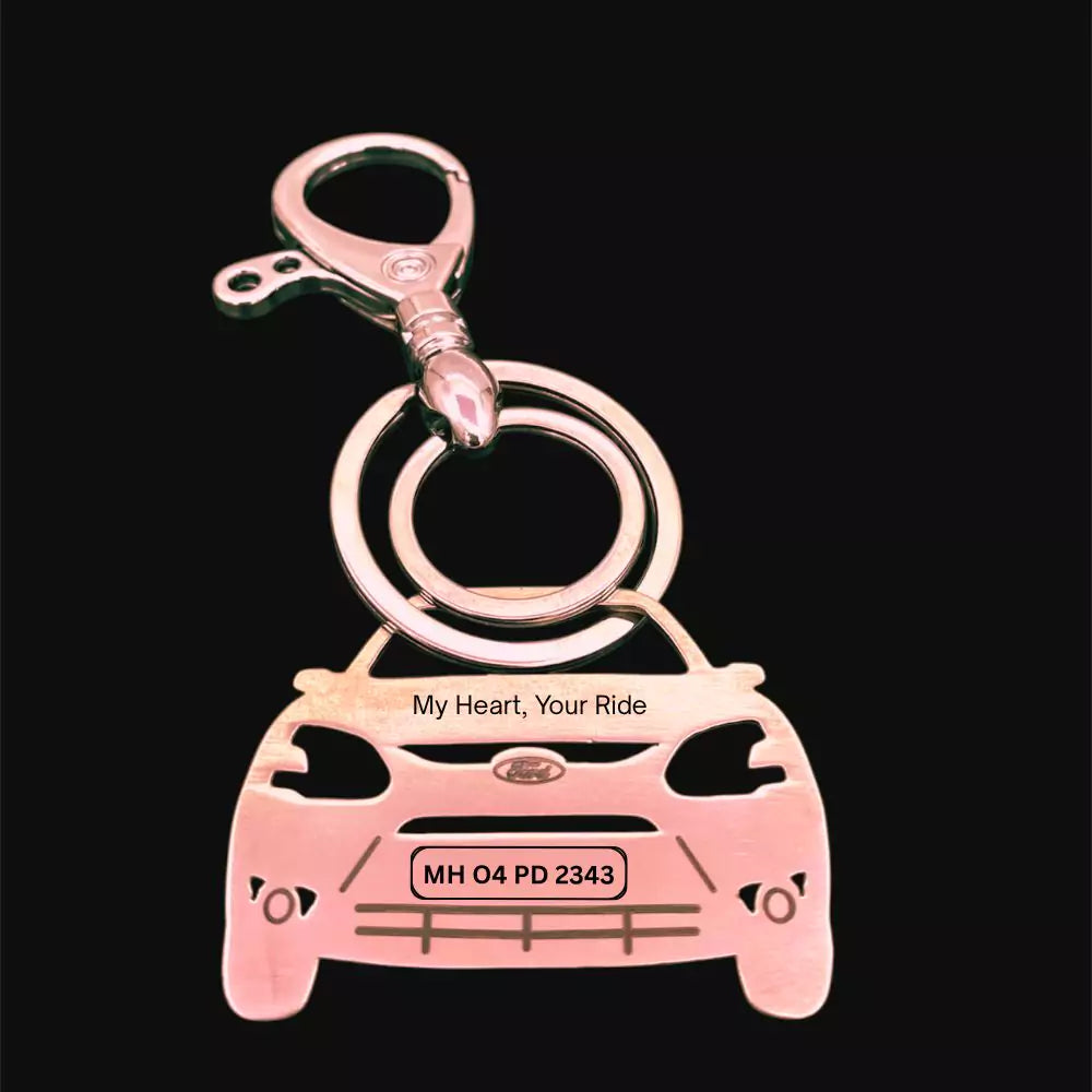 Gold and rose gold Ford Ikon brass keychain