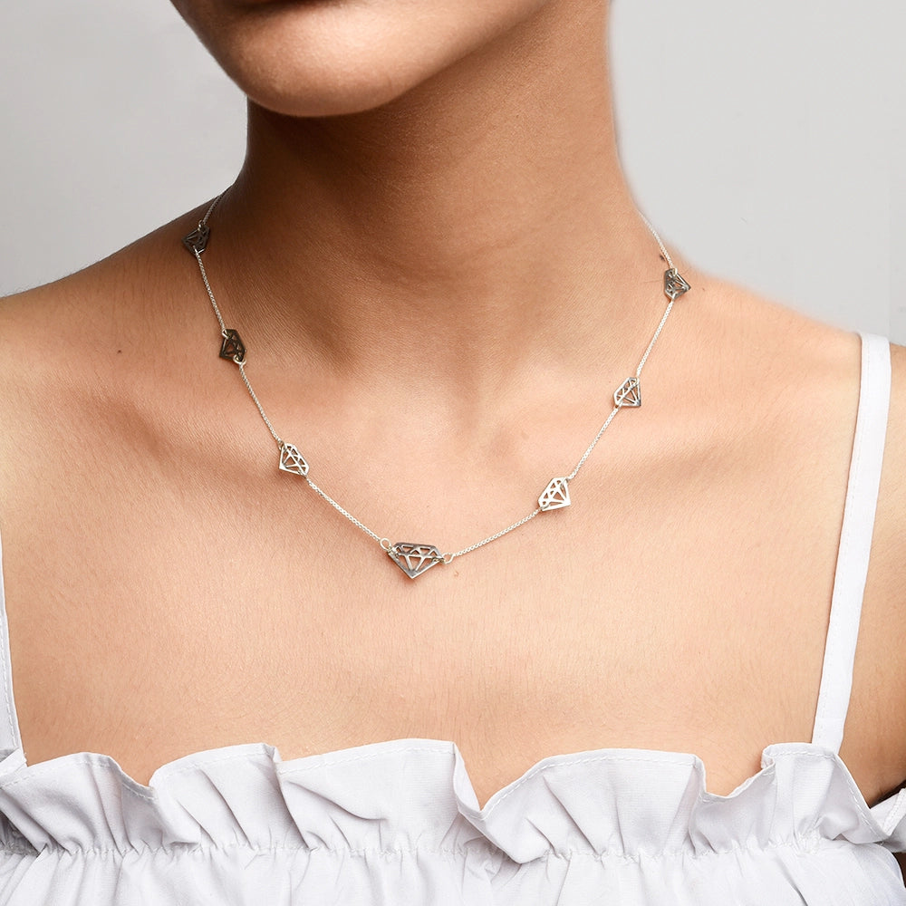 Diamonds Are Forever Necklace Simulated Diamond Necklace Elegant Diamond Pendant Luxury Jewelry Classic Design Necklace Sparkling Necklace High-Quality Jewelry Piece