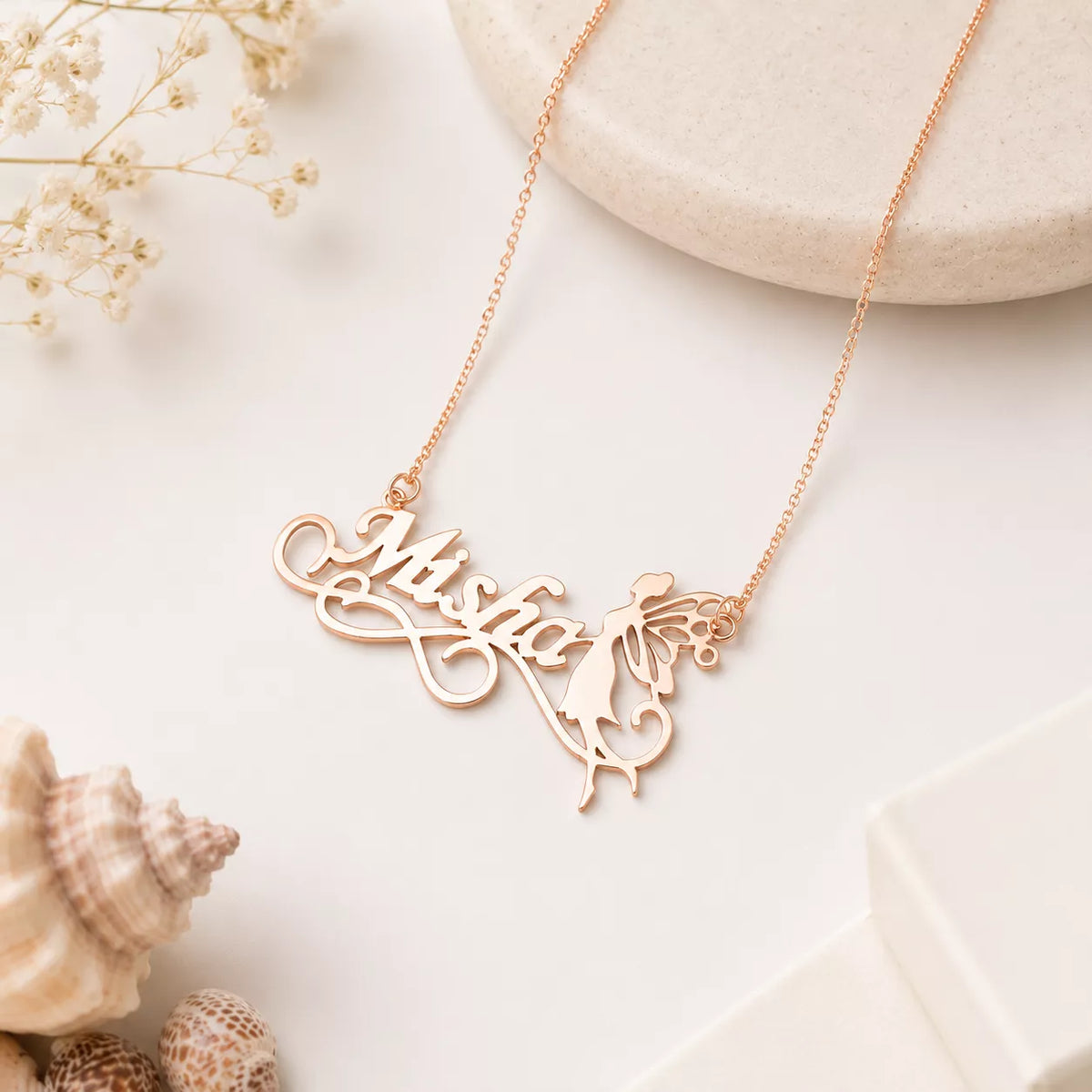 Angel Wings Name Necklace