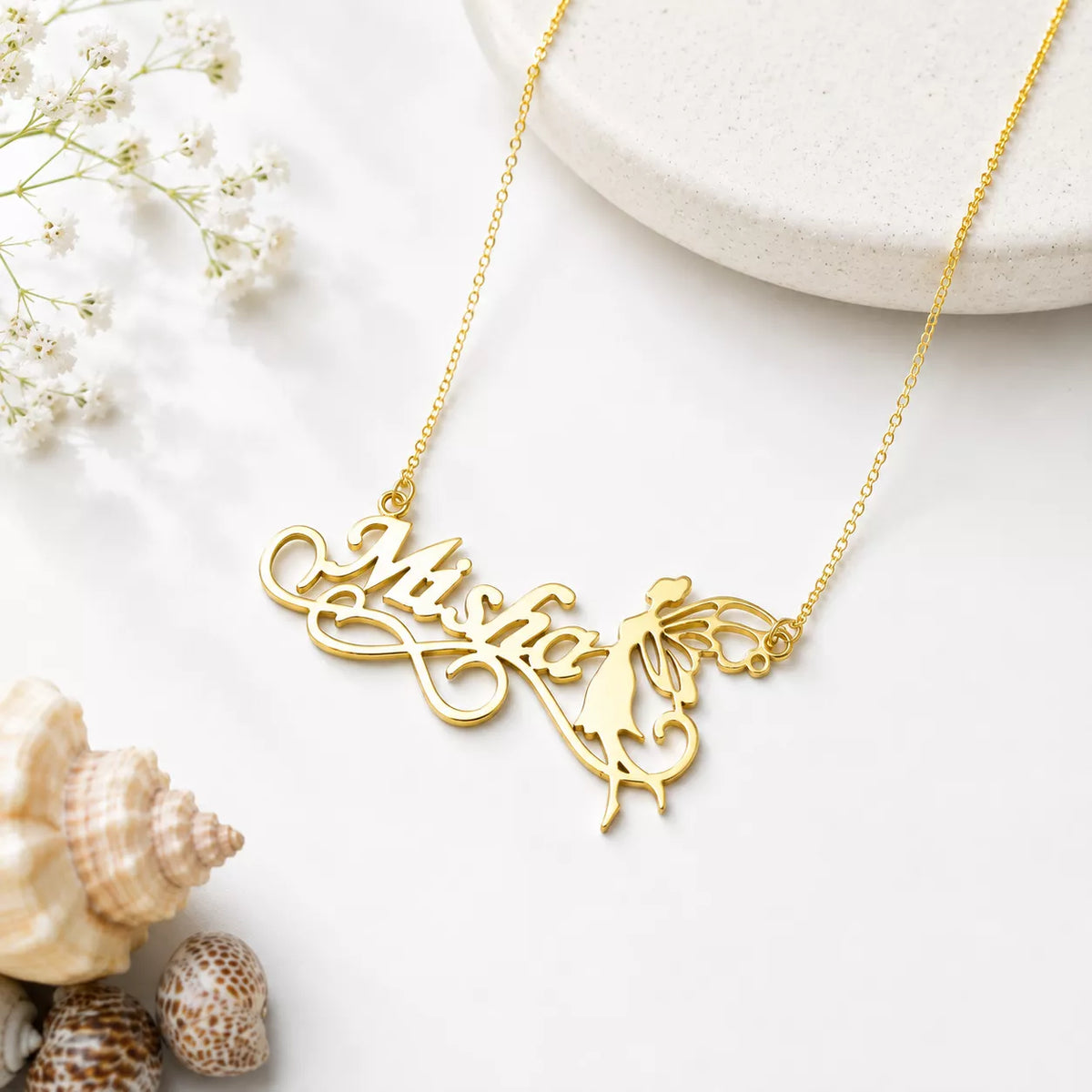 Angel Wings Name Necklace