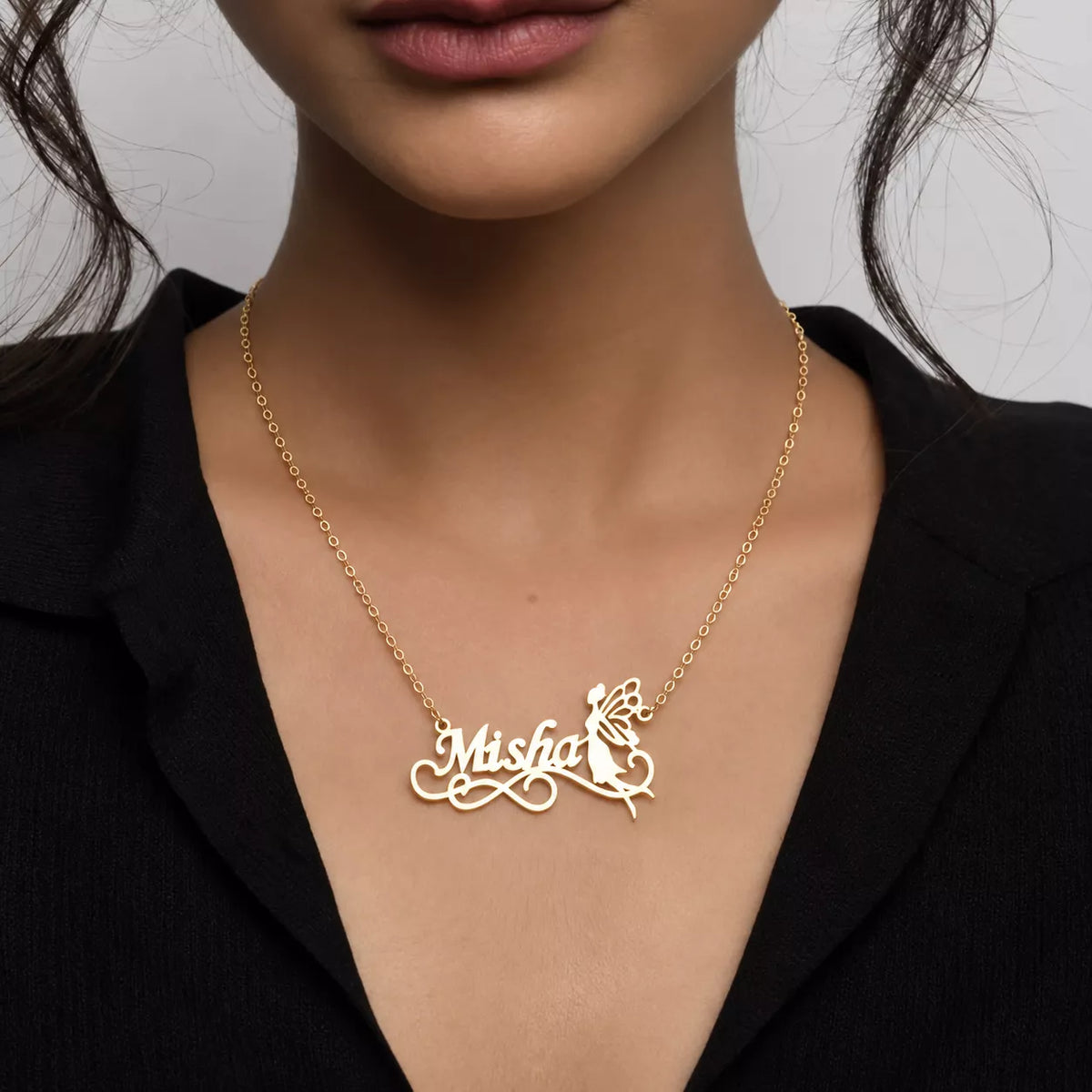 Angel Wings Name Necklace