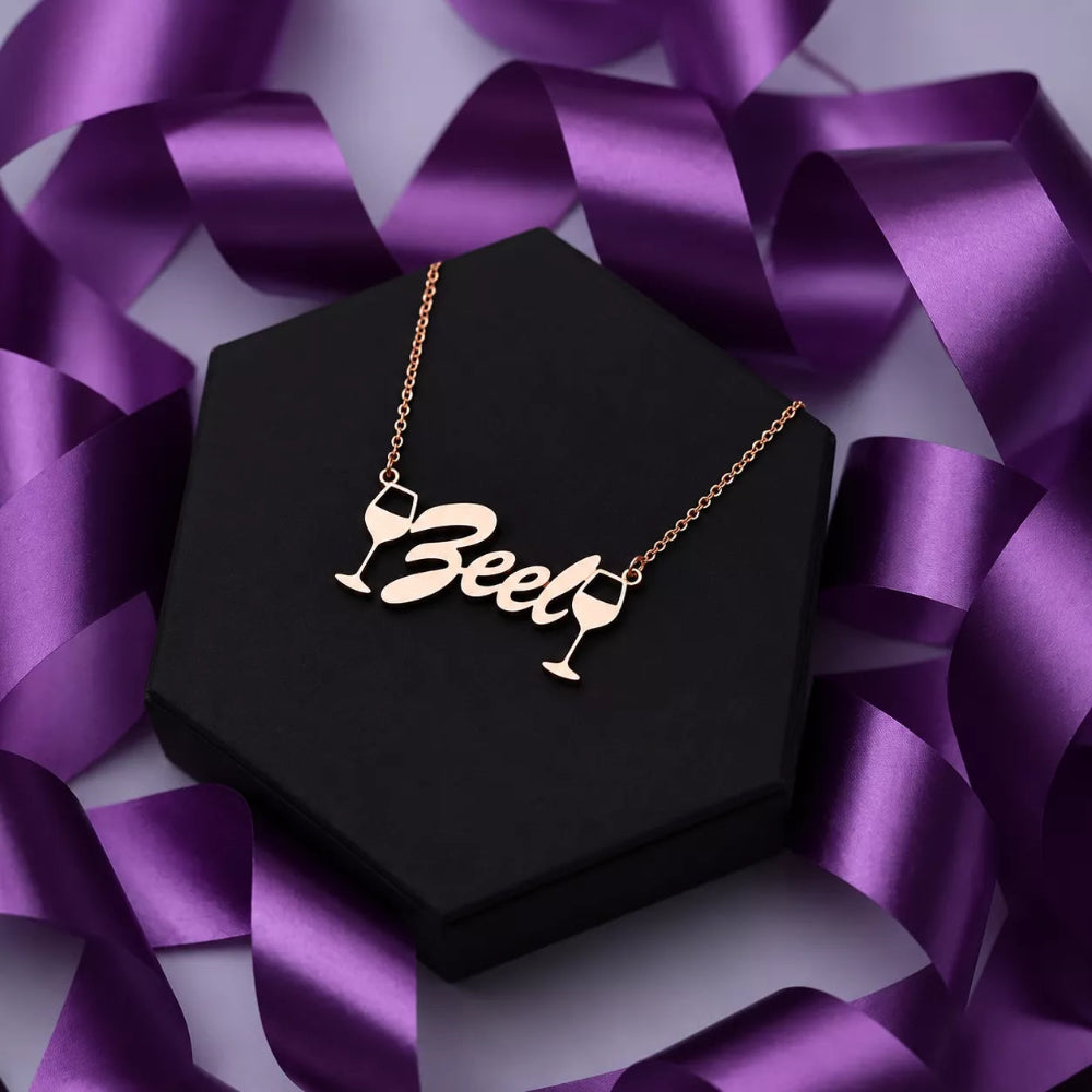 Tipsy Glam – Personalized Wine Glass Necklace