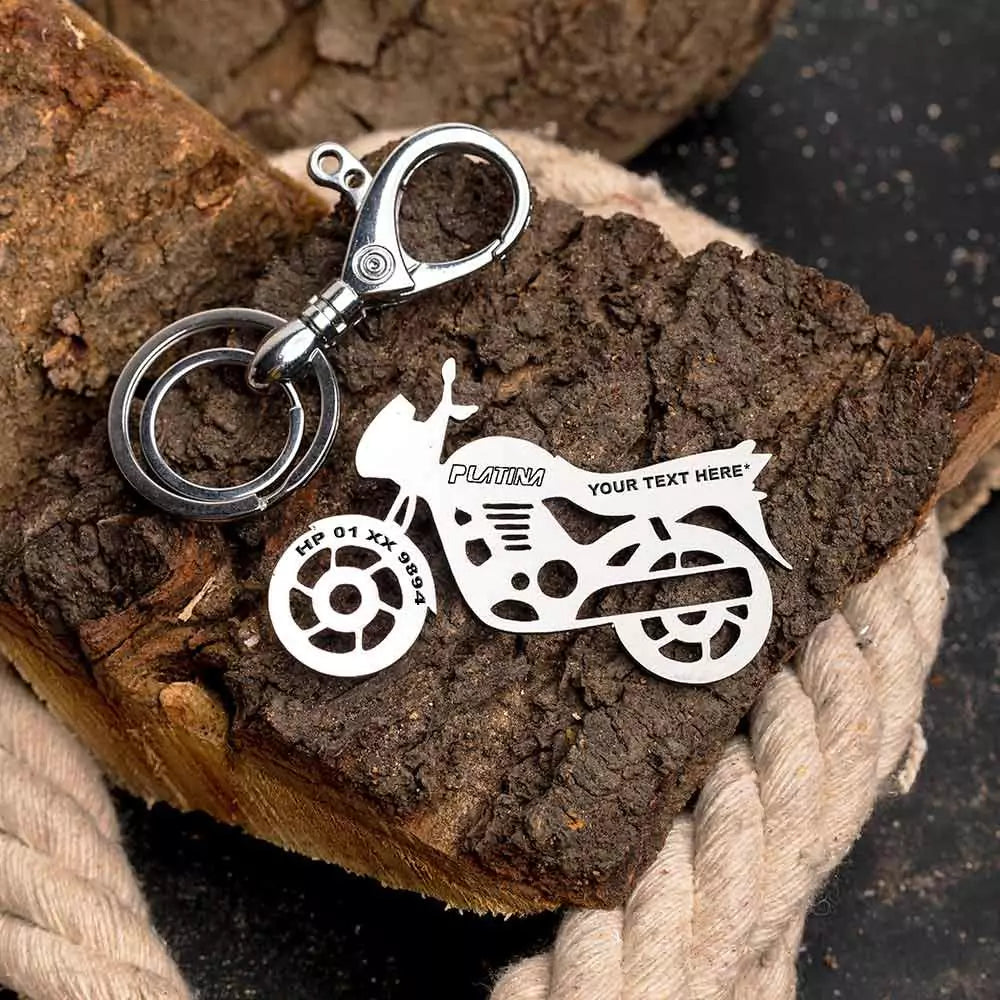 Bajaj Platina name keychain in premium metal for everyday bike keys