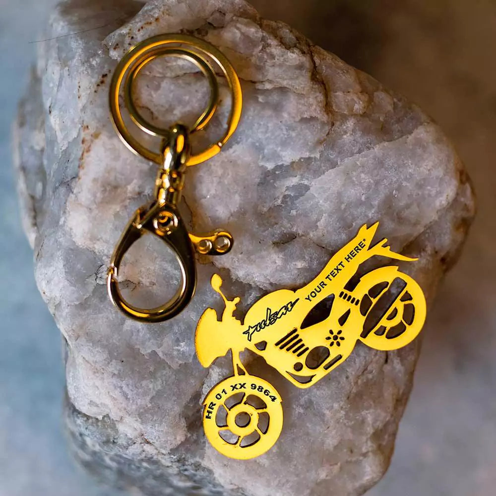 Bajaj Pulsar 150 custom name keychain – timeless gift for bike lovers
