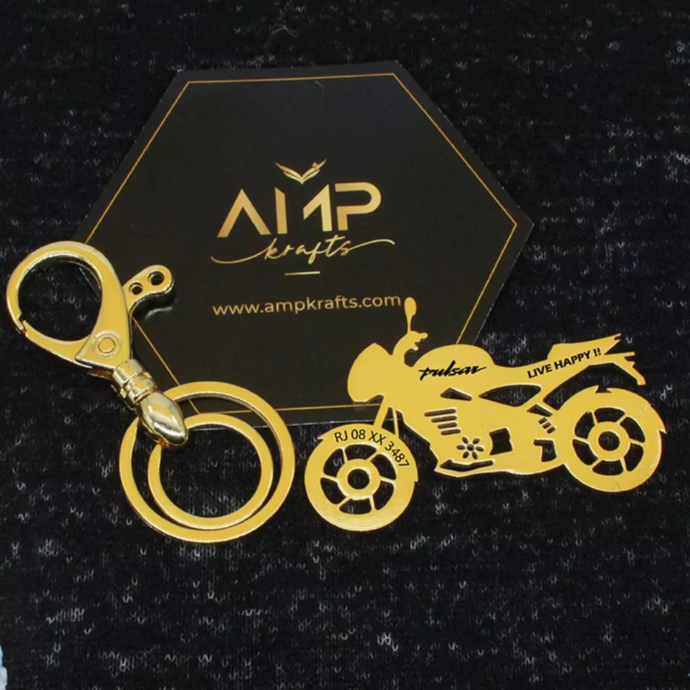 Pulsar NS 125 gold brass motorcycle keyring