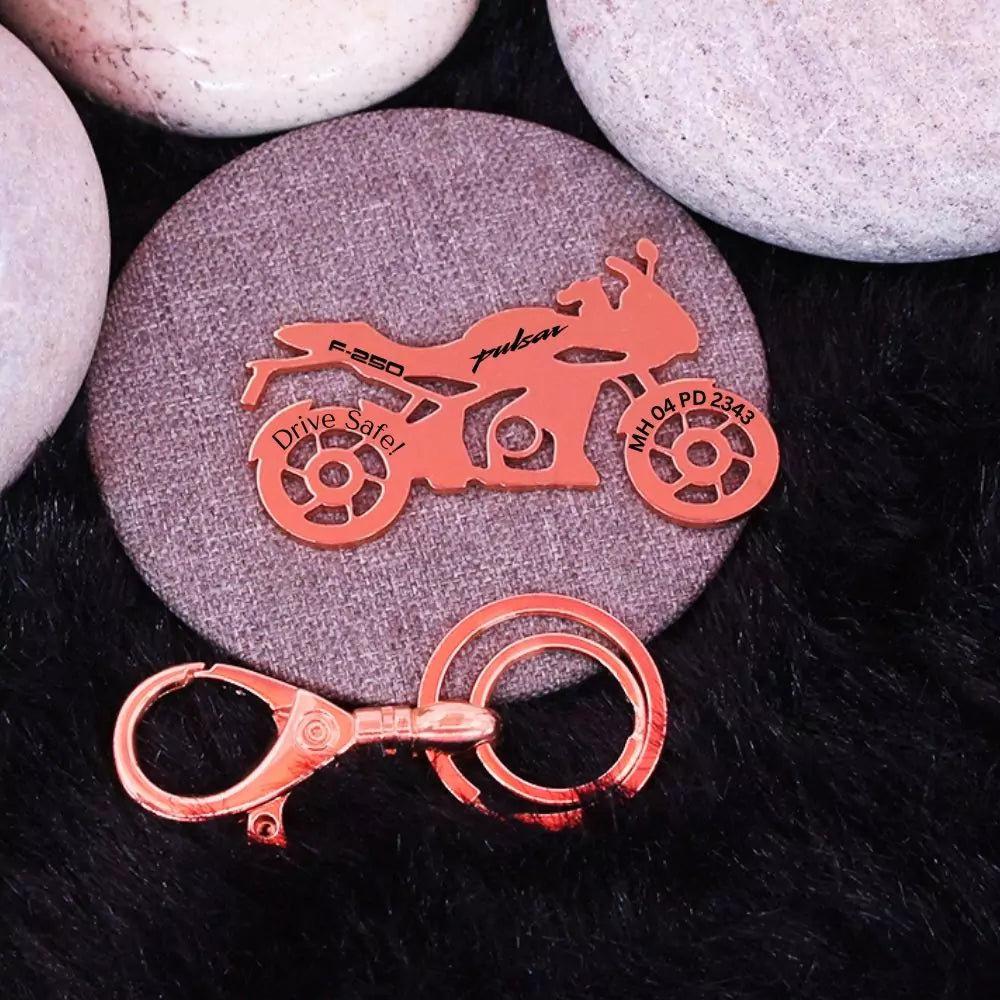 Bajaj Pulsar F 250 personalised keychain with name – ideal gift for bikers