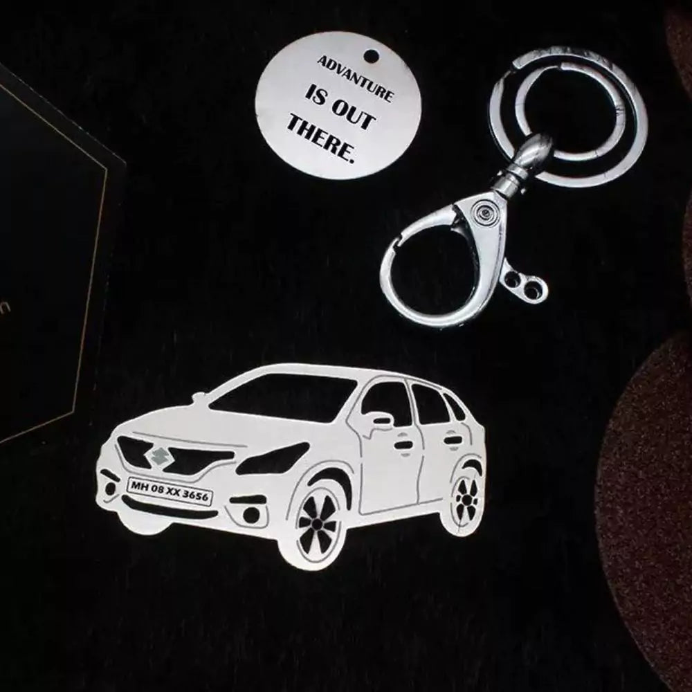 Luxury stainless steel Baleno keychain for new car owners